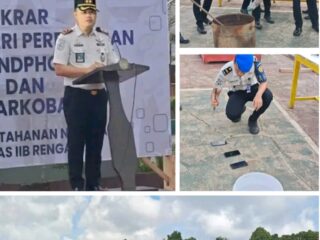 Komitmen Bersama, Rutan Rengat Gelar Apel Pagi dan Ikrar Bebas Handphone Serta Narkoba Disaksikan Rekan media
