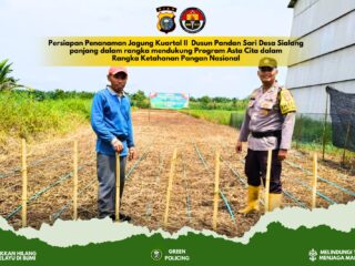 Dukung Ketahanan Pangan , Polsek Tembilahan Hulu Cek Kesiapan Lahan Jagung di Desa Sialang Panjang .