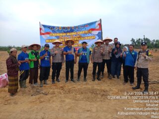 Target Ketahanan Pangan Nasional, Polres Inhu Kembali Tanam Jagung Pipil Bersama Kelompok Tani