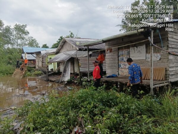 Abrasi di Kelurahan Enok, Empat Rumah Warga Terdampak