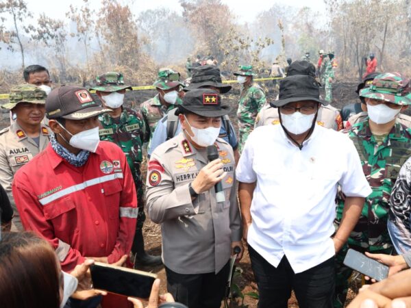 Menteri LH dan Guru Besar Kehutanan Cek Karhutla di Kampar, Kapolda Paparkan Dashboard Green Policing
