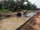 Wujudkan Akses Desa Lebih Baik, Kodim 0314/Inhil Bersama Warga Gotong Royong Semenisasi Jalan 1 Km di Kuala Lemang